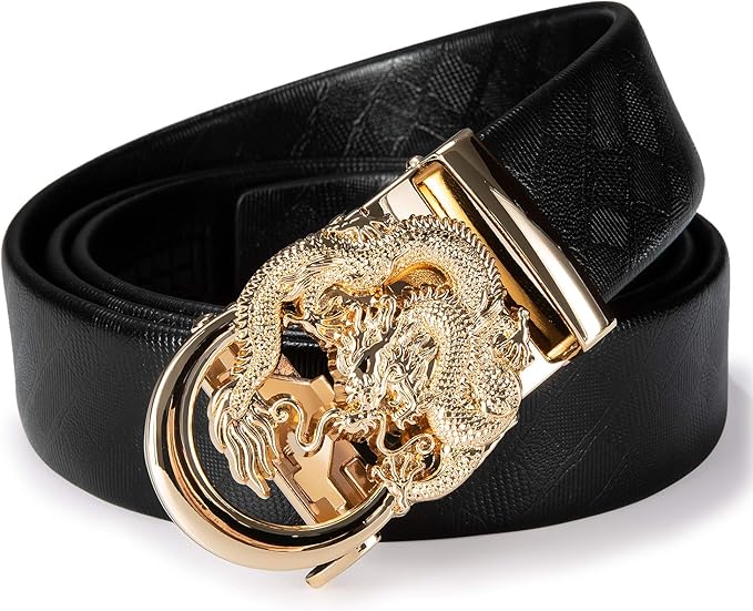Barry.Wang Mens Belts Leather Ratchet Automatic Buckle Slide Click 1 3/8" Designer Dress Fashion Classic Casual Work Business