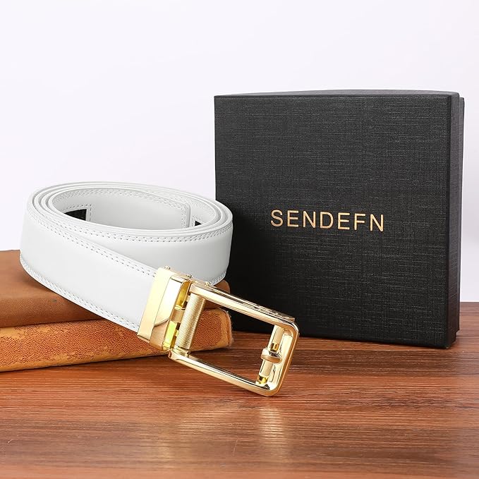 SENDEFN Men's Leather Dress Casual Belt 1 3/8" Automatic Adjustable Click Buckle Belts with Gift Box