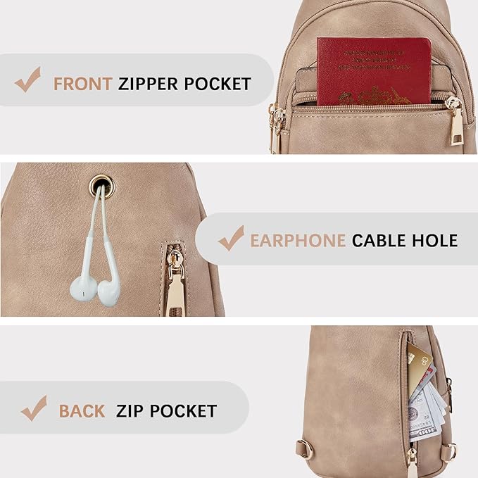 BOSTANTEN Small Sling Bag for Women Leather Crossbody Bags Fanny Pack Chest Bag for Travel