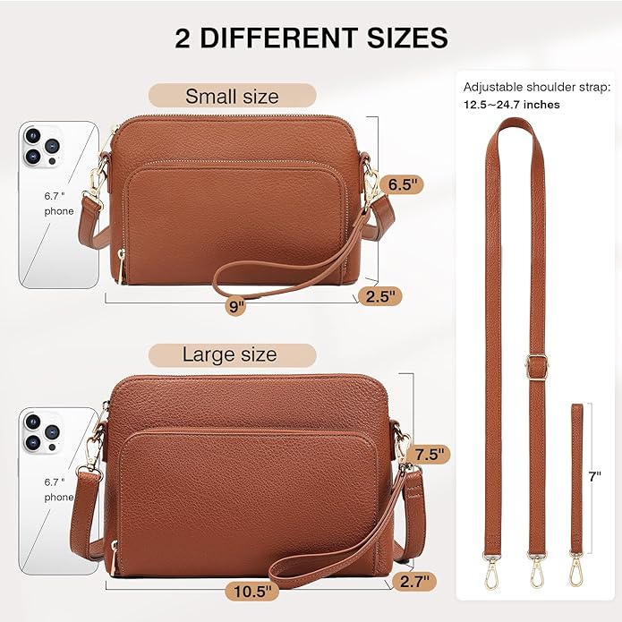 Marvolia Crossbody Bag for Women - PU Leather Shoulder Bag Trendy Small Crossbody Purse Bag for Travel Work Party