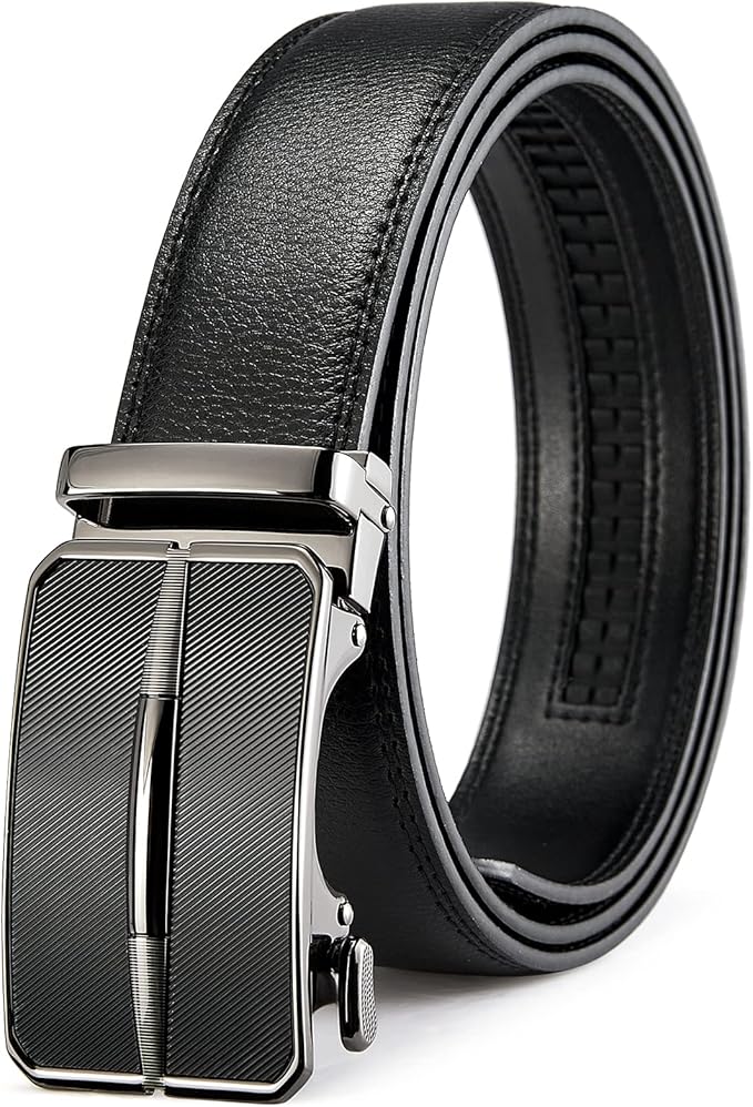 BOSTANTEN Mens Belt Leather Ratchet Belt For Men Dress and Casual with Adjustable Buckle, Trim to Fit