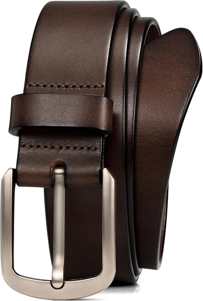 WOLFANT 1.5" Top Full Grain Leather Belt for Men in Gift Box,100% Italian Real Solid Leather