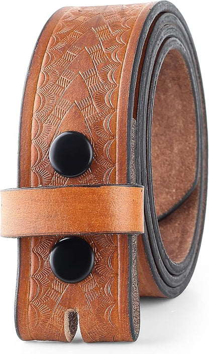 F&L CLASSIC Western Belt without buckle for men – Full Grain Leather Cowboy Belts for jeans - One Piece Leather strap belt