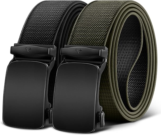 BULLIANT Men Belt-Reversible Ratchet Belt Stretchable for Gift Men Work Casual Golf 1 3/8"-Cut For Fit -2 In 1Belt