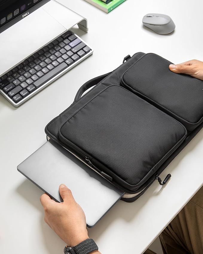 tomtoc 360° Protective Laptop Shoulder Bag for 15.6 Inch Laptop, Fit Acer Aspire 3/5/7, Dell Inspiron/XPS, ASUS ROG/TUF, Lenovo ThinkPad L/E/T/P/V, Waterproof Accessory Case