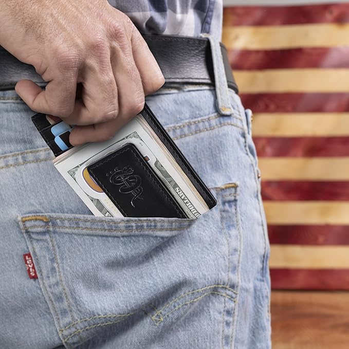 BULL GUARD Magnetic Money Clip Men's Wallet Crafted from Genuine Leather, Slim Front Pocket Minimalist Card Case RFID Secure | Magnetic Money Clip, Slim, Front Pocket, Minimalist, Card Case