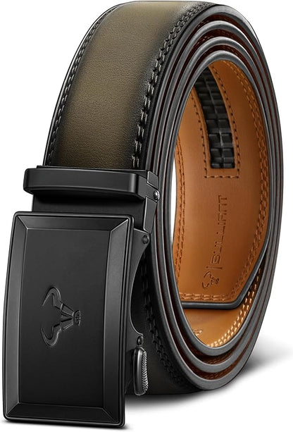 BULLIANT Men Belt,Ratchet Leather Belt Click Adjustable for Men Jeans Dress Casual 1 3/8-Cut to Fit