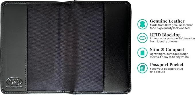 Black Basic Genuine Leather RFID Passport Cover