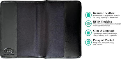 Black Basic Genuine Leather RFID Passport Cover