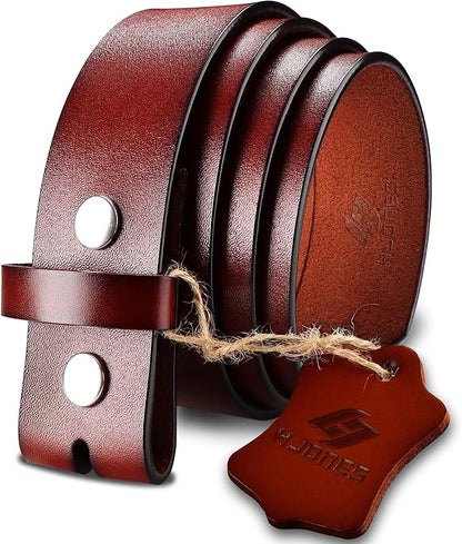 HJones Western Belts for Men without Buckle,Cowboy Belt Buckles for Men,1.5" Wide Genuine Leather Belt No Buckle