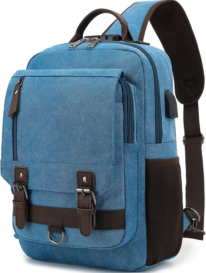 Leaper Retro Crossbody Bag Sling Bag Canvas Messenger Bag for Men Women Shoulder Bag Crossbody Handbags Satchel Travel Bag