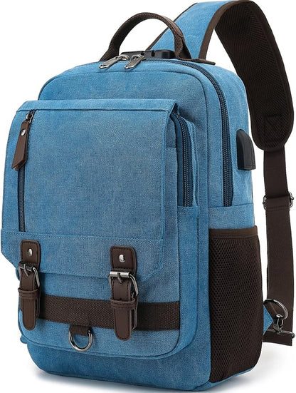 Leaper Retro Crossbody Bag Sling Bag Canvas Messenger Bag for Men Women Shoulder Bag Crossbody Handbags Satchel Travel Bag