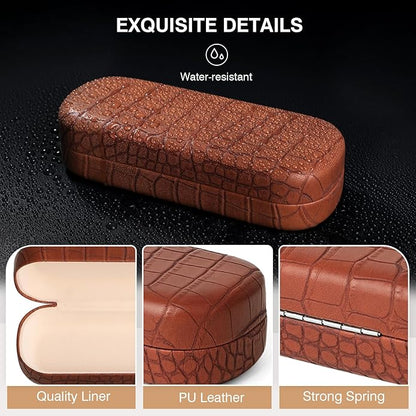 Marvolia Glasses Case Large Hard Shell Eyeglasses Case PU Leather Protective Case for Sunglasses Eyeglasses