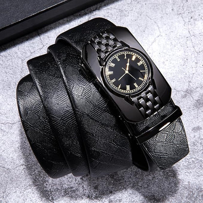 Dubulle Designer Ratchet Belt for Men Leather Fashion Adjustable Automatic Buckle Sliding Removable Dress Casual