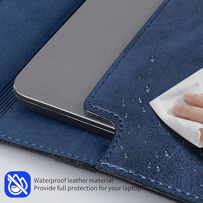 16 Inch Leather Laptop Sleeve Compatible with MacBook Pro 16 Inch M5 M4 M3 M2 M1 Pro/Max＆MacBook Air 15 Inch M5 M4 M3 M2, Genuine Leather Protective Case Cover,Vintage Blue