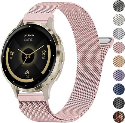 18mm Metal Bands for Garmin Venu 3S / Venu 4 41mm / Venu 2S / Vivoactive 4S / Vivomove 3S / Forerunner 265s Watch Bands, Quick Release Stainless Steel Metal Replacement Wristband Strap for Garmin Forerunner 255s/265s Bands Women Men