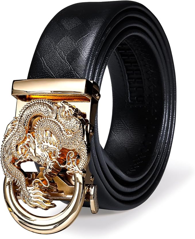 Barry.Wang Mens Belts Leather Ratchet Automatic Buckle Slide Click 1 3/8" Designer Dress Fashion Classic Casual Work Business