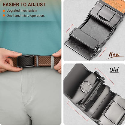 BULLIANT Mens Ratchet Belt,Leather Adjustable Slide Belt For Gift Mens Dress Casual 1 3/8",Size Adjustable