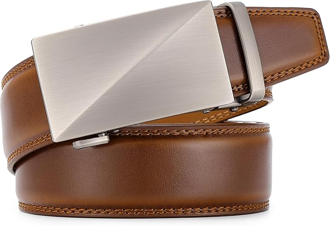 Lingli Men's Belt,Ratchet Dress Belt with Automatic Buckle Brown/Black-Trim to Fit-35mm wide