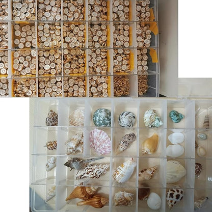 Xiaoyztan Clear Plastic Organizer, 18 Fixed Grids, Jewelry Box Bead Storage Container for Small Parts, Fishing Tackle, DIY Crafts, and Earrings, Overall 8 x 4.7 x 1.3 Inch, 2Pcs