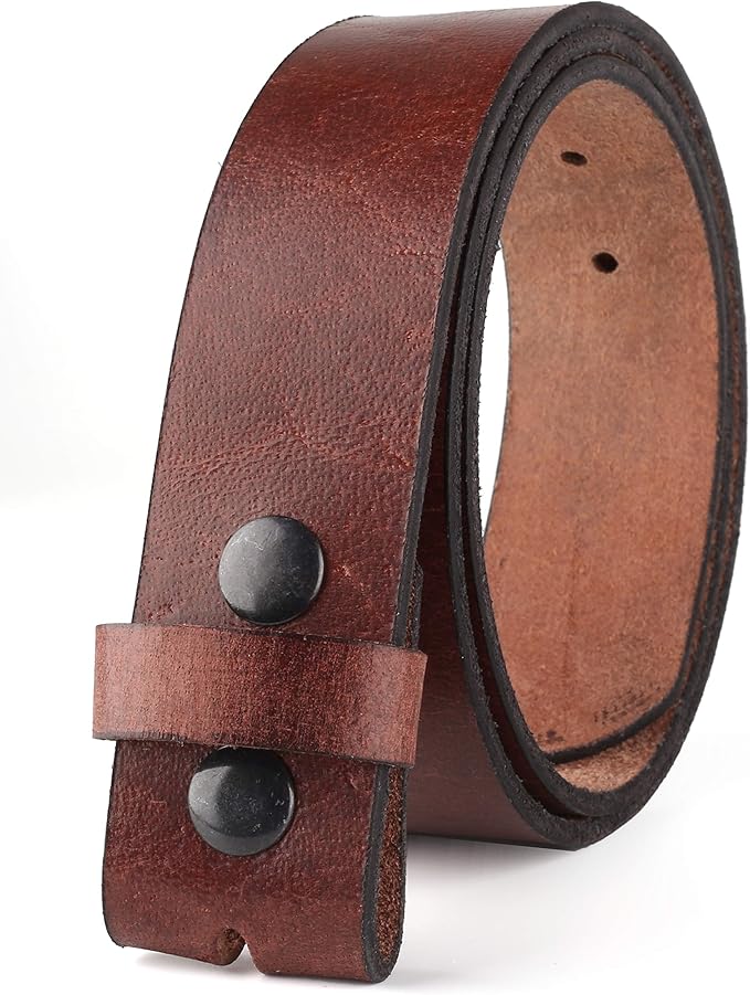 F&L CLASSIC Belt for buckle men Snap on Strap Full Grain One Piece Leather no buckle,1 1/2" Wide, USA