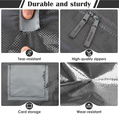 6 Pack Moving Bags with Full-Open Side Zipper, Extra Large 93L Heavy Duty Waterproof Foldable Storage Totes for College Dorm, Moving & Home Organization Gray