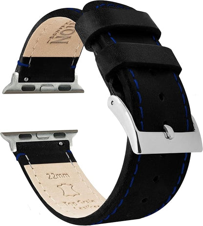 BARTON WATCH BANDS - Top Grain Leather Watch Bands Compatible with Apple Watch Models - 1, 2, 3, 4, 5, 6, 7, 8, 9, 10, SE, Ultra & Ultra 2
