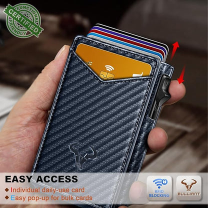 BULLIANT Men Wallet,Magnetic Metal Wallet Money Clip 9Cards Pop-up Access RFID Blocking