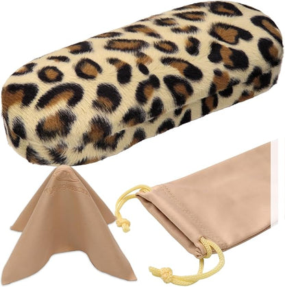 MyEyeglassCase Hard Shell Glasses case, Medium Eyeglasses Holder, Easy Open Lip for Men Women, Portable Sleeve Pouch & Cloth