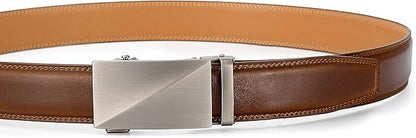 Lingli Men's Belt,Ratchet Dress Belt with Automatic Buckle Brown/Black-Trim to Fit-35mm wide