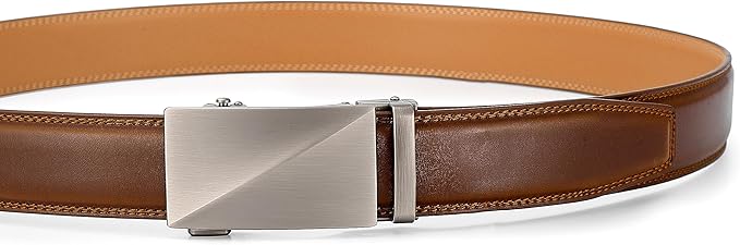 Lingli Men's Belt,Ratchet Dress Belt with Automatic Buckle Brown/Black-Trim to Fit-35mm wide