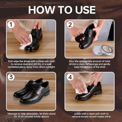 Mink Oil Leather Conditioner and Cleaner 3.52 oz - Premium Waterproof Formula for Leather Cowboy Boots,Natural Waterproof Soften and Restore Shoes, Jackets, Hats, Baseball Gloves, Saddles