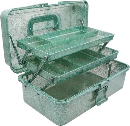3 Layer Stackable Arts and Crafts Organizer Storage, Multipurpose Sewing Box Plastic Tackle Box Organizer with Lib, Storage for Tools, Makeup, Snack, Art Supply, Sewing Supply(Green)