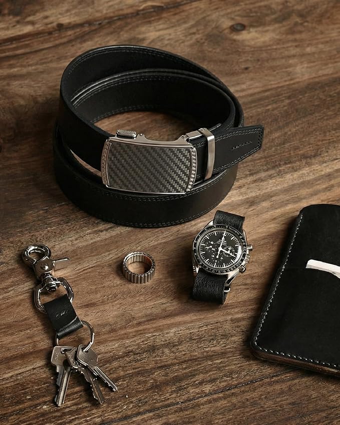 CHAOREN Mens Belt Leather Ratchet Belt - Customizable Fit, Effortless Style (35mm)