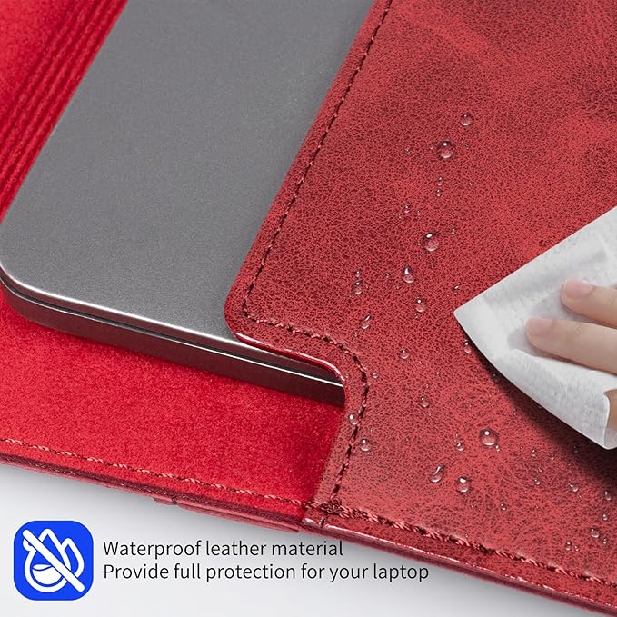 13 Inch Leather Laptop Sleeve Compatible with MacBook Neo 13" 2026 & MacBook Air/Pro 13" (M5/M4/M3/M2/M1, 2025-2018), Magnetic Buckle Closure Protective Case Cover,Red