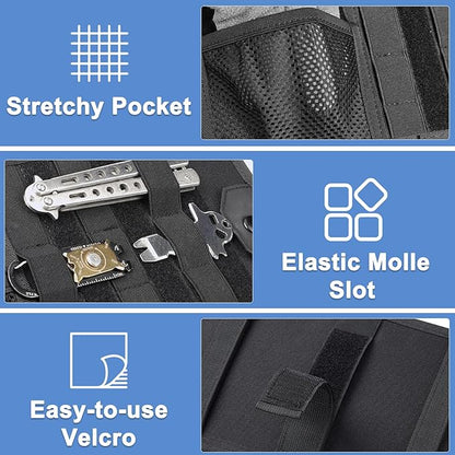 Car Sun Visor Organizer, Car Visor Organizer with Zipper, Visor Storage Pouch & Glasses Clip Molle Panel Multi-Pocket for Universal Most Vehicles SUVs Trucks