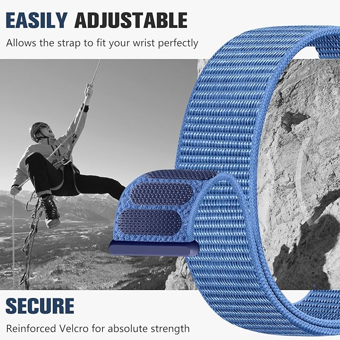 18mm 20mm 22mm Hook and Loop Watch Band Compatible with Garmin Vivoactive 5/ Vivoactive 6/ Vivoactive 3, Soft Nylon Breathable Sport Strap for Venu 2S/ Venu3S/ Forerunner 265s,Venu 3/ Venu 2 Men Women