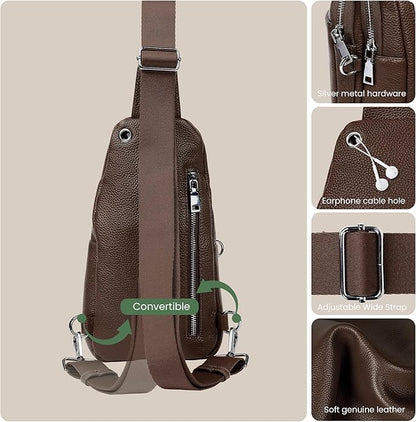 befen Genuine Leather Small Sling Bag for Women Anti-Theft Crossbody Chest Bags Fanny Packs for Travel with RFID Card Slots