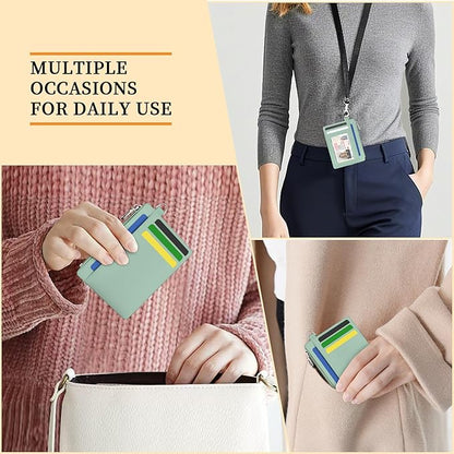 Hancynir Minimalist Small Wallet Women Credit Card Holder, RFID Blocking Slim Mini Card Wallets Cute Front Pocket PU Leather Card Case Thin Travel Zipper Coin Cash Ladies Female Wallet Gifts