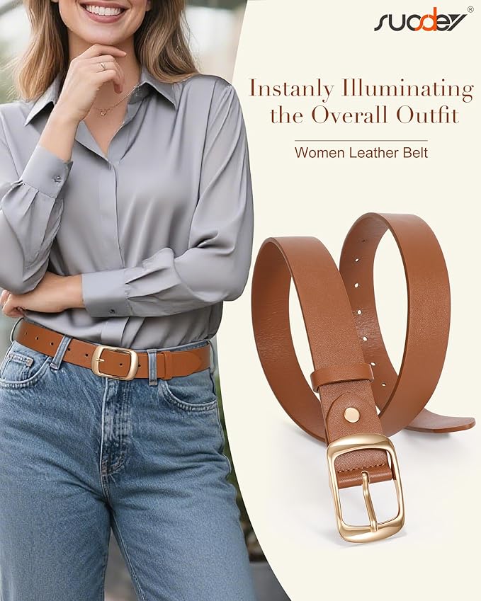 SUOSDEY Women Belts For Jeans Dresses Pants Ladies Leather Waist Belt with Elegant Buckle, Width 1.3"