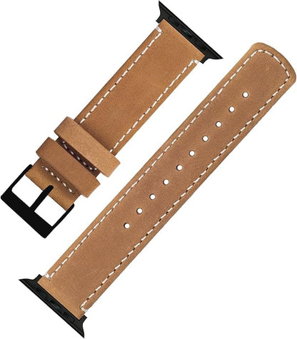 BARTON WATCH BANDS - Top Grain Leather Watch Bands Compatible with Apple Watch Models - 1, 2, 3, 4, 5, 6, 7, 8, 9, 10, SE, Ultra & Ultra 2