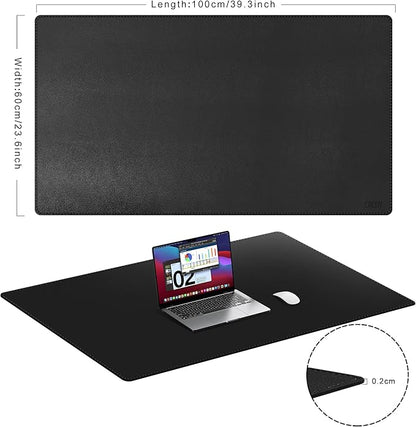 Cacoy 40" x 24" Large Desk Mat, PU Leather Desk Matt for Desktop, Leather Desk Pad Blotter, Computer Keyboard Mouse Mat, Waterproof Desk Protector Mat, Extended Large Mousepad for Office & Home, Black