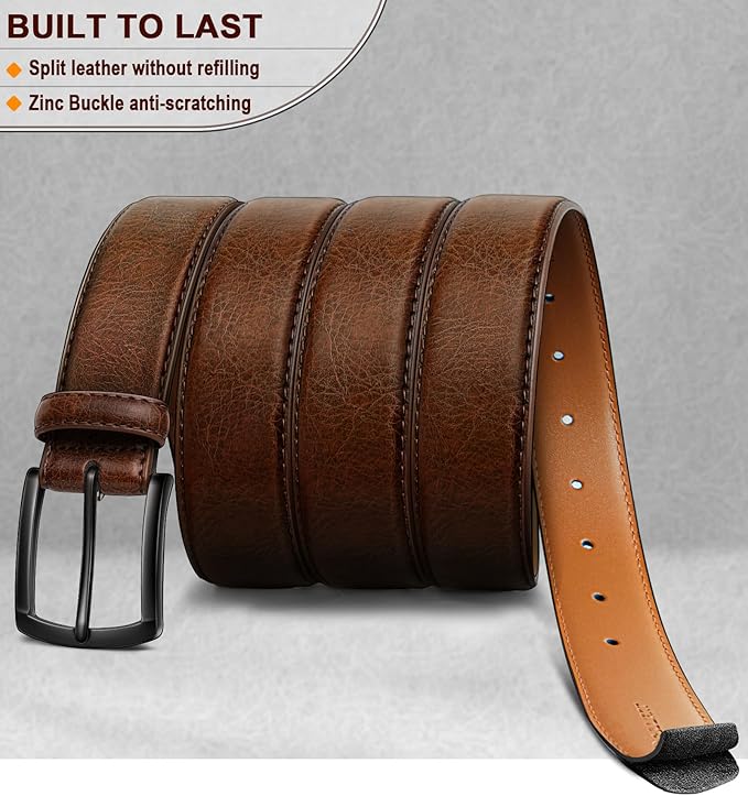 KEMISANT Men Belt-Genuine Leather Belt for Men Dress Casual Golf Jeans 1 3/8"