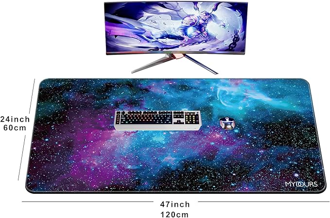 Mydours 48" x 24" Gaming Mouse Pad - Huge Mouse Pad XXXL, Non-Slip Rubber & Smooth Fabric Full Desk Pad, Computer Pad Protector, Extended Desk Mat for Office, Home Writing & Working (Universe)