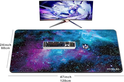Mydours 48" x 24" Gaming Mouse Pad - Huge Mouse Pad XXXL, Non-Slip Rubber & Smooth Fabric Full Desk Pad, Computer Pad Protector, Extended Desk Mat for Office, Home Writing & Working (Universe)