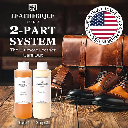 Leatherique Leather Care & Preservation Set - 16 oz | Leatherique Rejuvenator Oil & Prestine Clean 2-Step System | Softens, Conditions & Preserves Leather | Perfect for Cars, Furniture, Saddles & More