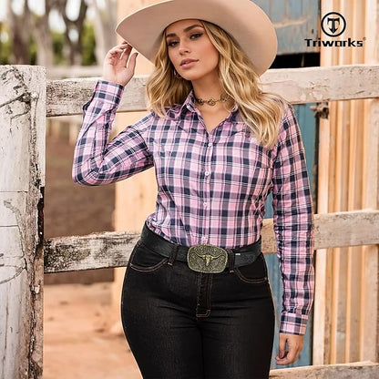 TRIWORKS Western Belt for Men Women Cowboy Engraved Belt Western Buckle Embossed Leather Belt