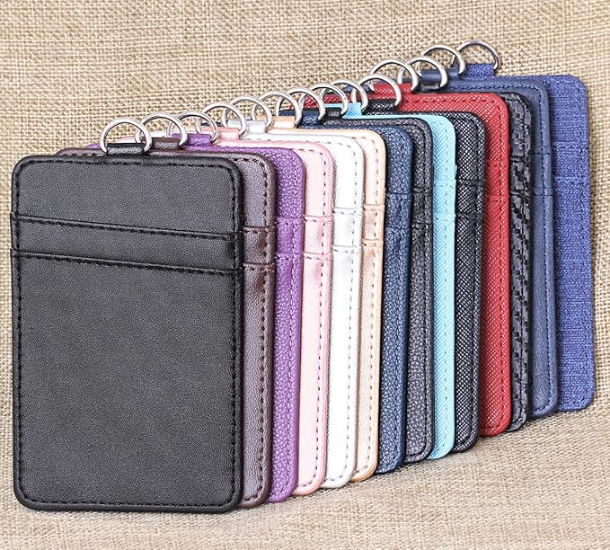 Leather Badge Holder and Adjustable Retractable Lanyards, Quick Release Buckle and Safety Breakaway Lanyards with Swivel Metal Clasp for Offices, Staff, Students, Employees
