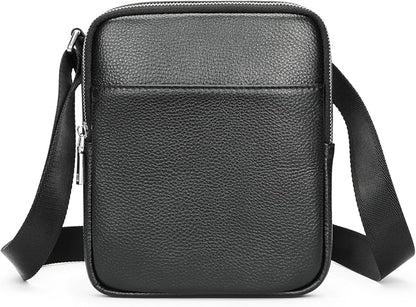 NIUCUNZH Man Purses and Bags Small, Mini Genuine Leather Messenger and Shoulder Bag for Men with lots of Zipper Pockets
