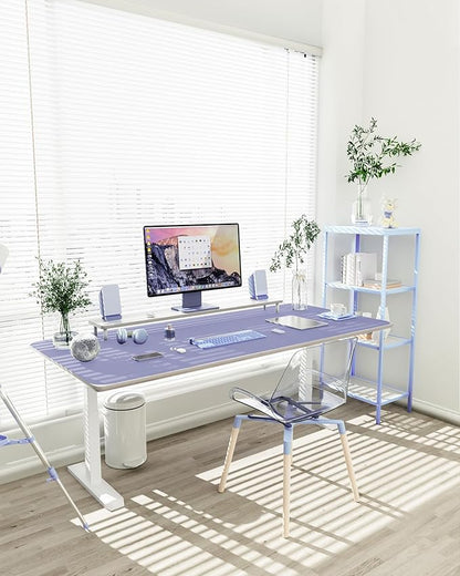 YSAGi Non-Slip Leather Desk Pad XL Size, Waterproof Laptop Computer Desk Keyboard Mat, Table Protector Blotter Mat, Large Mouse Pad for Office/Work/Home/Decor(Lavender, 47.2" x 23.6")-No Band